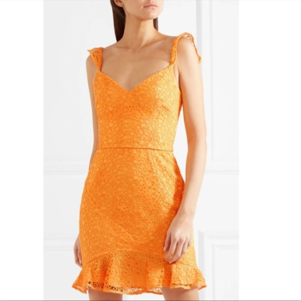 Rebecca Vallance Baha Ruffled Mini Lace Mini Dress Size 6